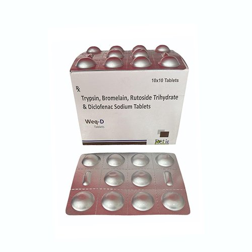 Weq-D | Trypsin, Bromelain, Rutoside Trihydrate & Diclofenac Sodium Tablets | Main Image